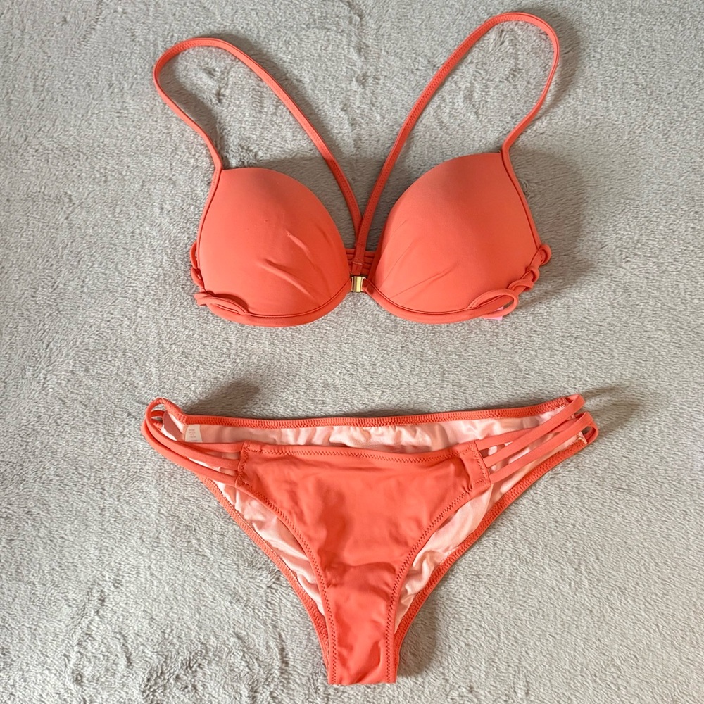 VICTORIA’S SECRET Orange Strappy Bikini with Front Clasp